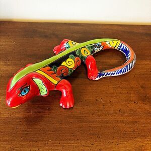 Talavera Iguana Gecko Large Mexican Pottery Folk Art Wall Art Multicolor 13”